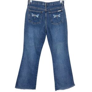 Vintage Y2K Zana-di Raw Hem Dragonfly Raw Hem Flare Leg Jeans Size 9